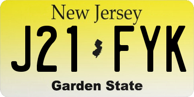 NJ license plate J21FYK