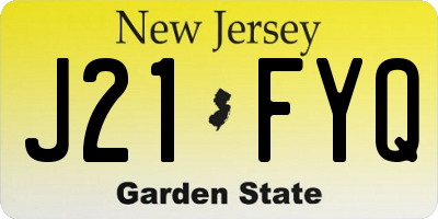 NJ license plate J21FYQ