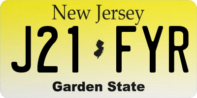 NJ license plate J21FYR