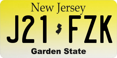NJ license plate J21FZK