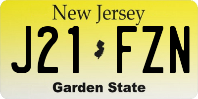 NJ license plate J21FZN