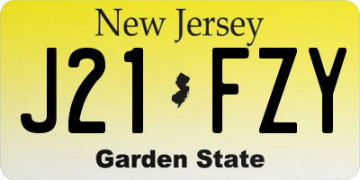 NJ license plate J21FZY
