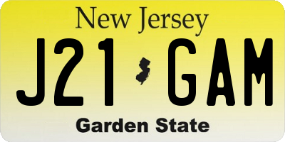 NJ license plate J21GAM
