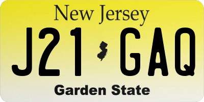 NJ license plate J21GAQ