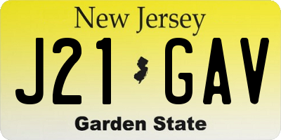 NJ license plate J21GAV