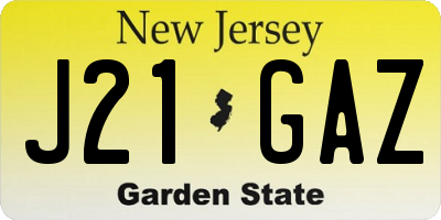 NJ license plate J21GAZ
