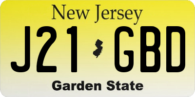 NJ license plate J21GBD
