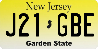 NJ license plate J21GBE