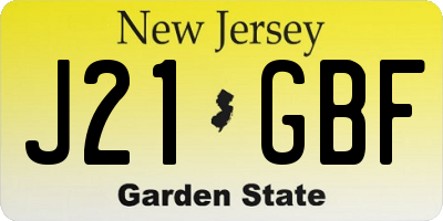 NJ license plate J21GBF