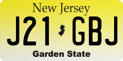 NJ license plate J21GBJ