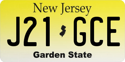 NJ license plate J21GCE