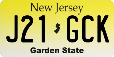 NJ license plate J21GCK