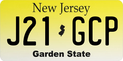 NJ license plate J21GCP