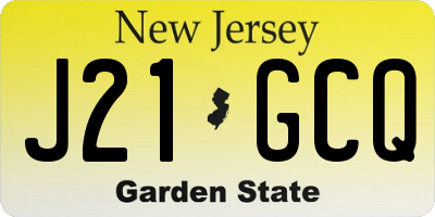 NJ license plate J21GCQ