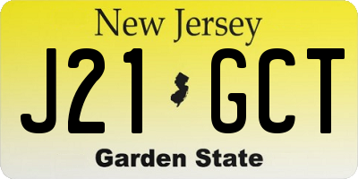 NJ license plate J21GCT