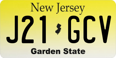 NJ license plate J21GCV