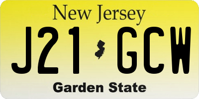 NJ license plate J21GCW