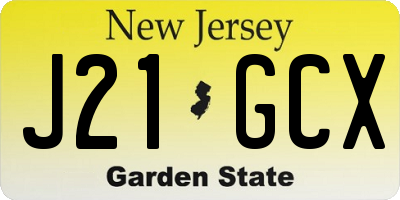 NJ license plate J21GCX