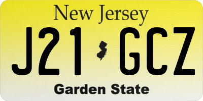 NJ license plate J21GCZ