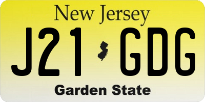 NJ license plate J21GDG