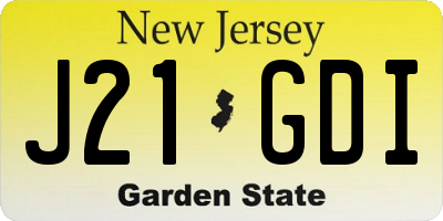 NJ license plate J21GDI