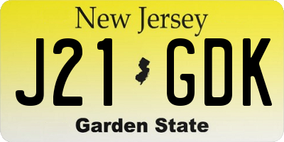 NJ license plate J21GDK