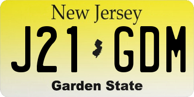 NJ license plate J21GDM