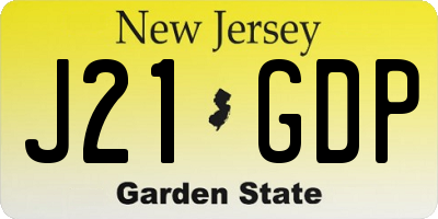 NJ license plate J21GDP