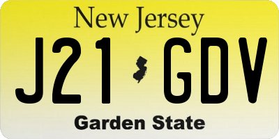 NJ license plate J21GDV