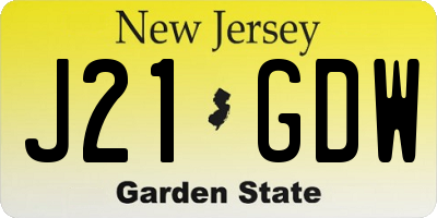 NJ license plate J21GDW