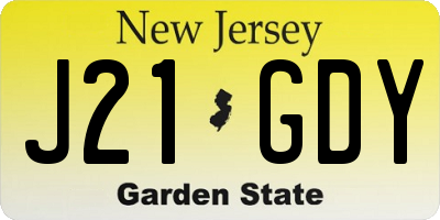 NJ license plate J21GDY