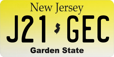 NJ license plate J21GEC