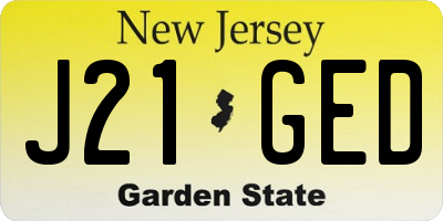 NJ license plate J21GED