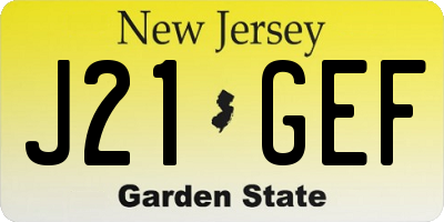 NJ license plate J21GEF
