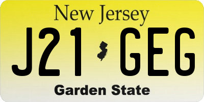NJ license plate J21GEG