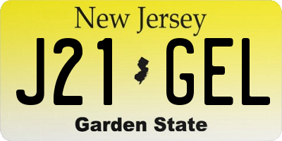 NJ license plate J21GEL