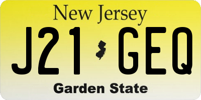 NJ license plate J21GEQ