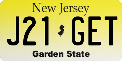 NJ license plate J21GET