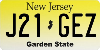 NJ license plate J21GEZ