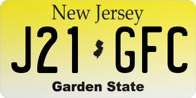 NJ license plate J21GFC