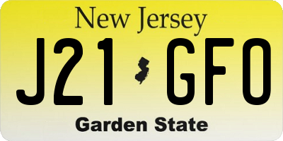NJ license plate J21GFO