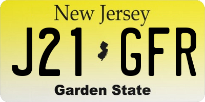 NJ license plate J21GFR