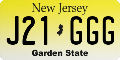 NJ license plate J21GGG