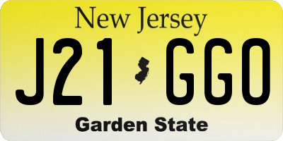 NJ license plate J21GGO