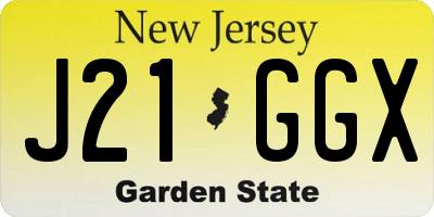 NJ license plate J21GGX
