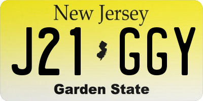 NJ license plate J21GGY