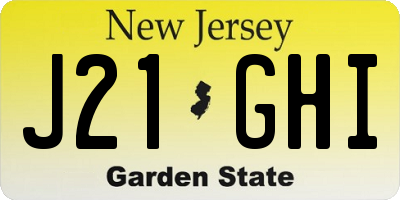 NJ license plate J21GHI