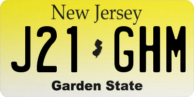 NJ license plate J21GHM