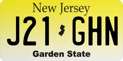 NJ license plate J21GHN