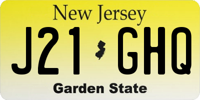 NJ license plate J21GHQ